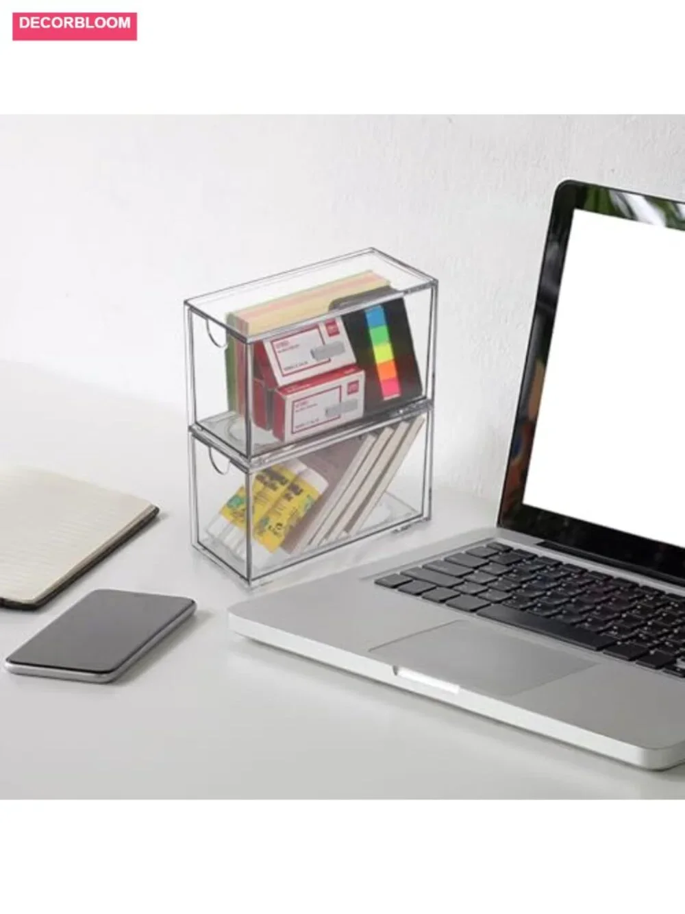 Acrylic Tea Bag Organizer Box with 2 Drawers, Stackable Storage for Coffee Pods